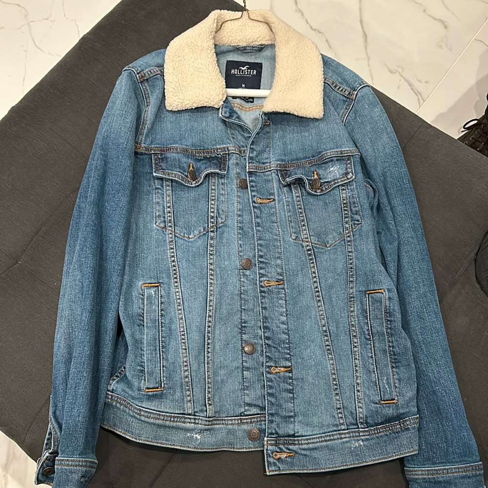 Epic flex oversized fur denim jacket from Hollister